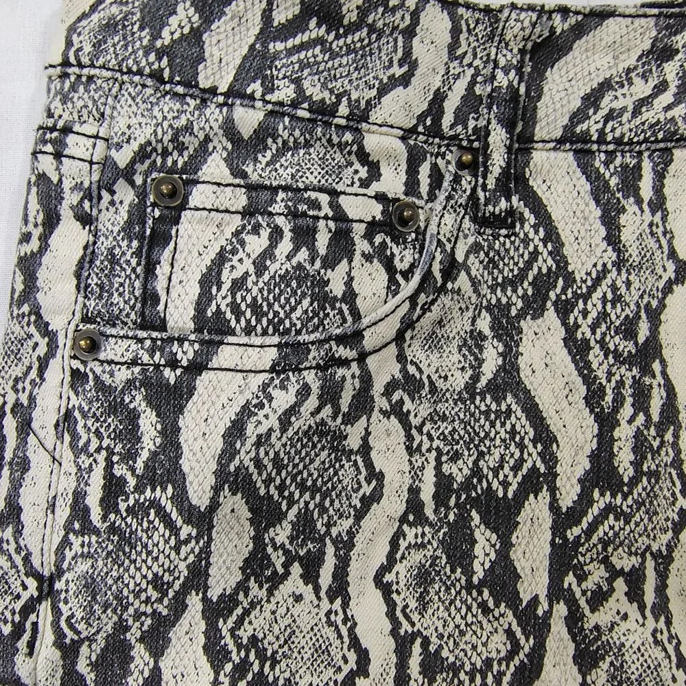 Snakeskin Print Skinny Pants Size 6 Wild Fable Neutral Stretch Denim Pockets - Picture 7 of 16